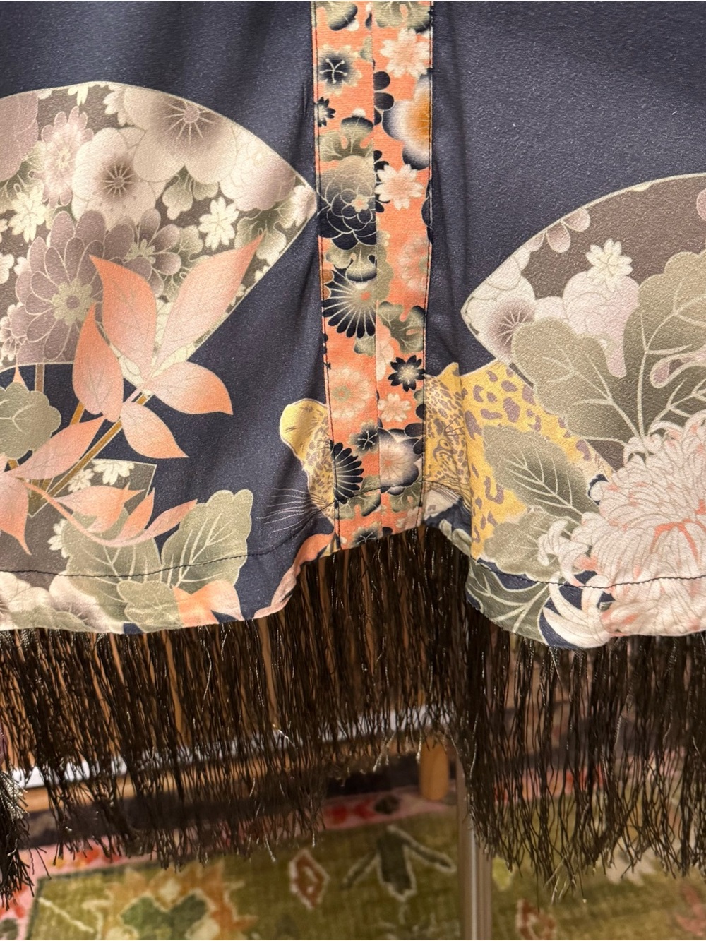 Spell Floral Fringe Mini Dress in Navy, Peach, Cream - Picture 8 of 14